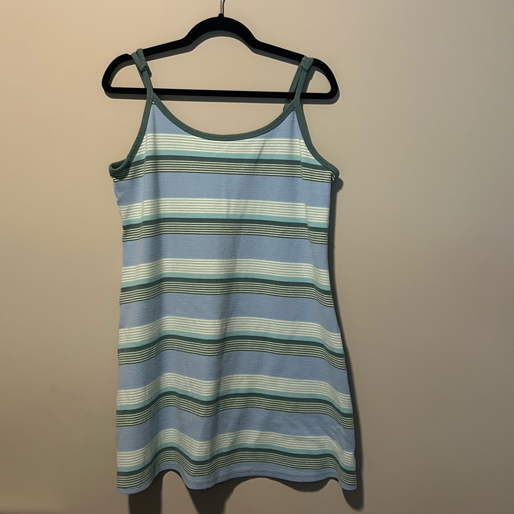 American Eagle Outfitters Green and Blue Striped Mini Dress